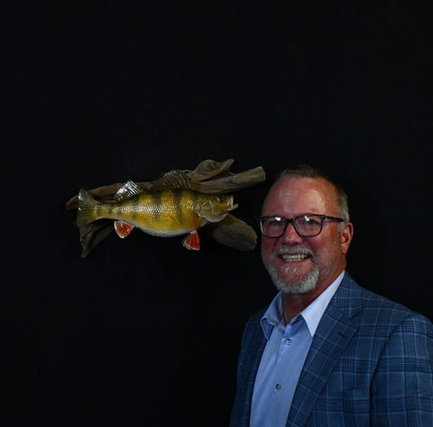 Customer with their finished mount from Jason's Taxidermy