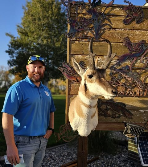 Customer with their finished mount from Jason's Taxidermy